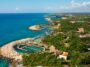 Aerial view of Xcaret Park on the Caribbean coast of Mexico