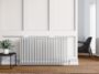 White Elegant Showers traditional 3 column radiator under a window in a panelled living room