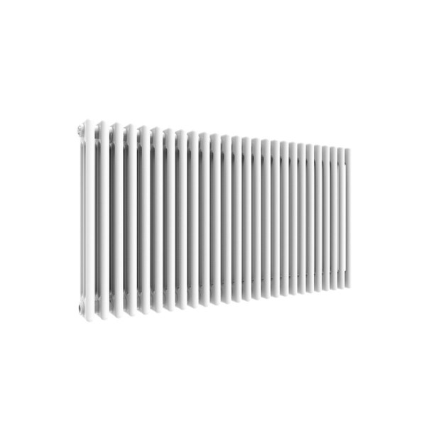 Close view of the white Elegant Showers traditional cast iron style column radiator