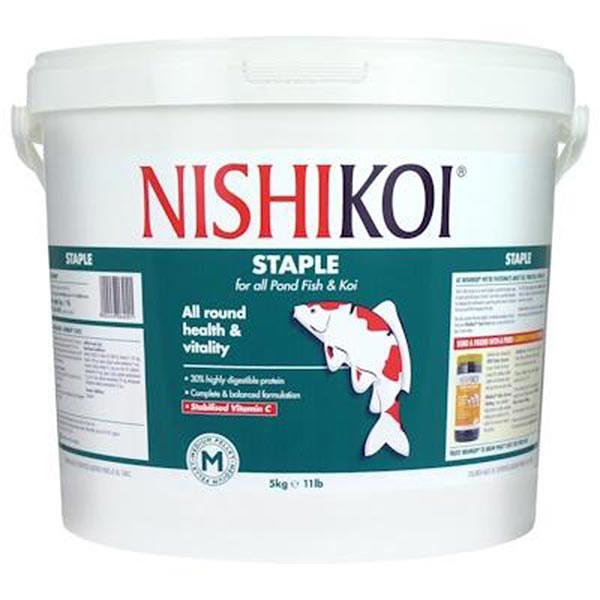 Tub of Nishikoi Staple pellets for pond fish and koi