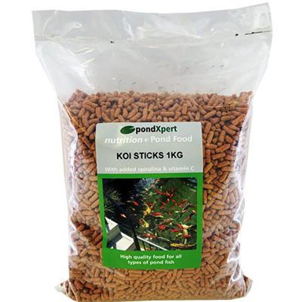 Bag of PondXpert Koi Sticks with orange floating sticks
