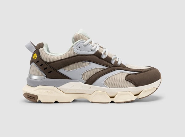 FitVille Men's Rebound Nova Elite V1 walking shoe in dark brown and light grey