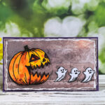 Handmade Halloween card made with Inlovearts pumpkin and ghost cutting dies