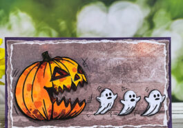 Handmade Halloween card made with Inlovearts pumpkin and ghost cutting dies