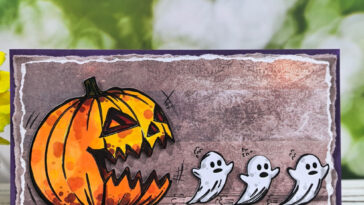 Handmade Halloween card made with Inlovearts pumpkin and ghost cutting dies