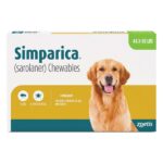 Pack of Simparica sarolaner chewables for dogs 44.1 to 88 lbs