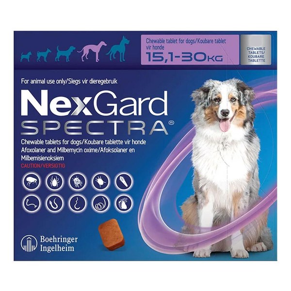 Pack of NexGard Spectra chewable tablets for large dogs