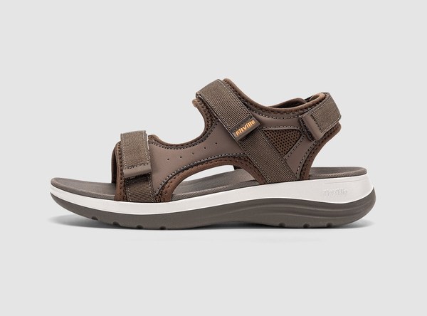 FitVille Women's FlexiWalk V6 sandal in brown with adjustable straps