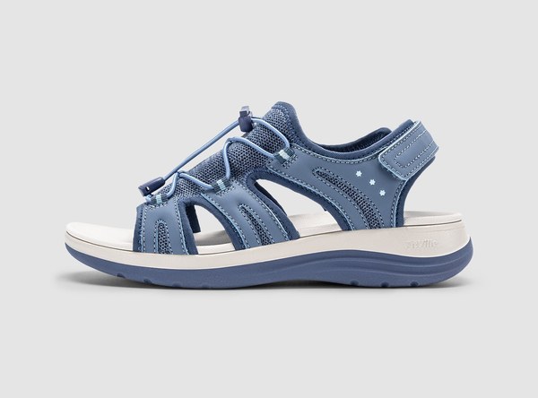 FitVille Women's FlexiWalk V7 sandal in blue with a strappy upper